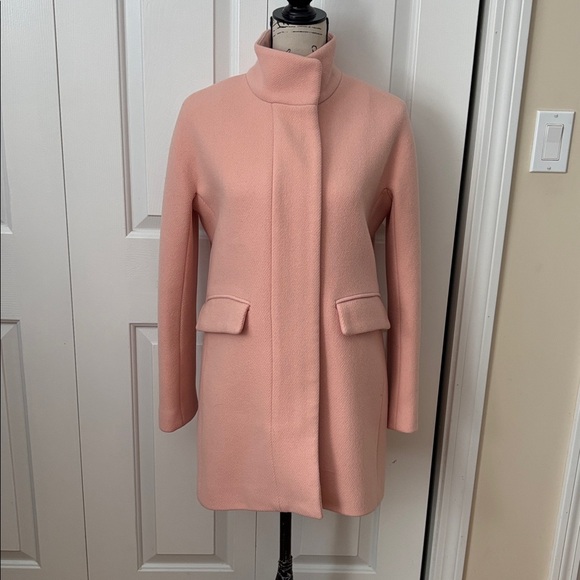 J.Crew Pale pink Nello Gori wool Stadium Cloth Coat Sz 2 4 Small - Picture 6 of 13